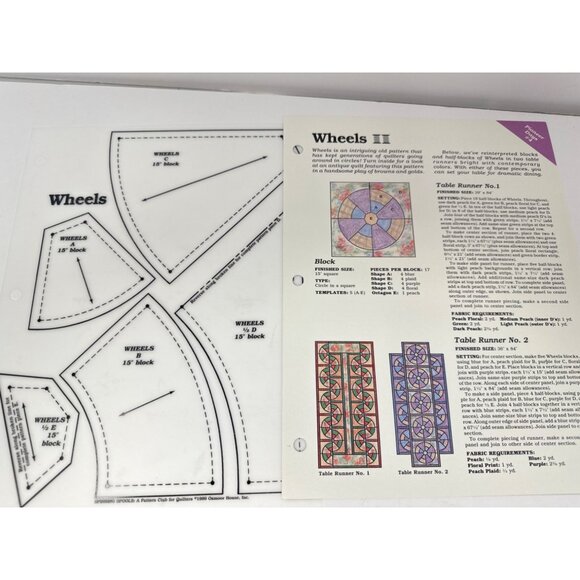 Lot 6 Quilt Patterns Pioneer Days Spinning Spools With Mylar Templates Sewing - Picture 5 of 7